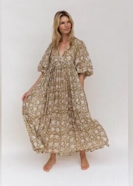 DAUGHTERS OF INDIA Sz XL Olive Green Maxi Kyra Dress
